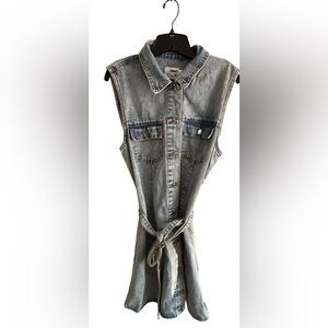 Knee length denim dress